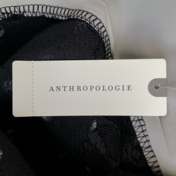 Anthropologie 02Sky Lace Polka Dot Ruched NWT Black White 3/4 Sleeve Dress 👗 - Picture 10 of 14